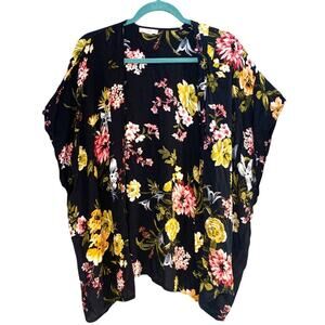 Loft Navy Blue Floral Kimono Style Cardigan